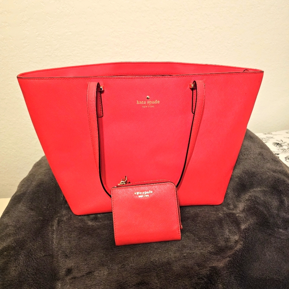 Kate Spade Vibrant Red Tote and Wallet
